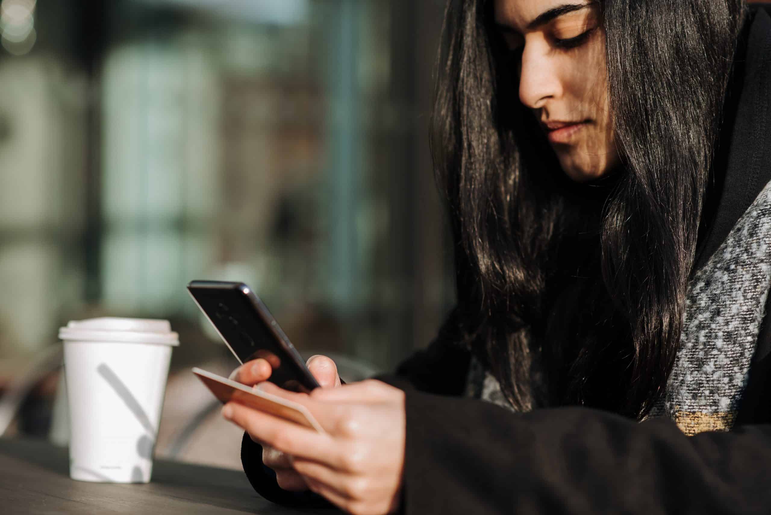 girl with debit card