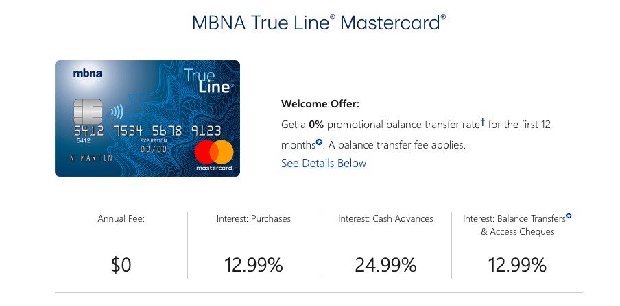 MBNA True Line MasterCard