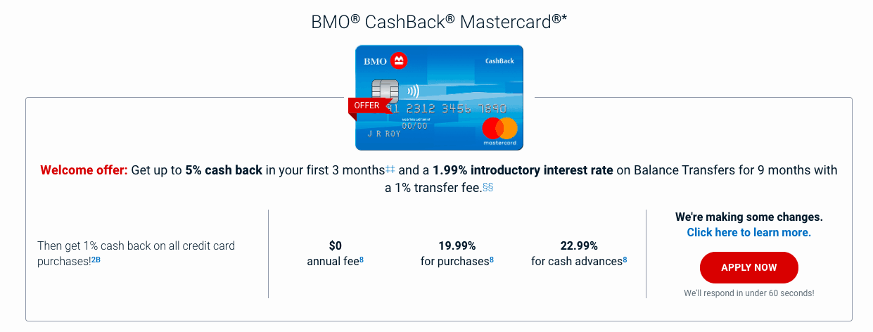 BMO CashBack Mastercard